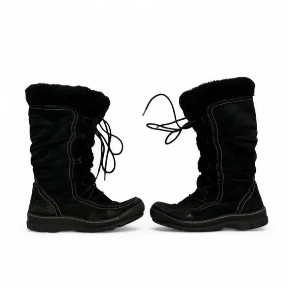 Bare Traps Dory Winter Boots Y2K Vintage size 7/12 Fur Lining Lace Uo Boots - Picture 1 of 8